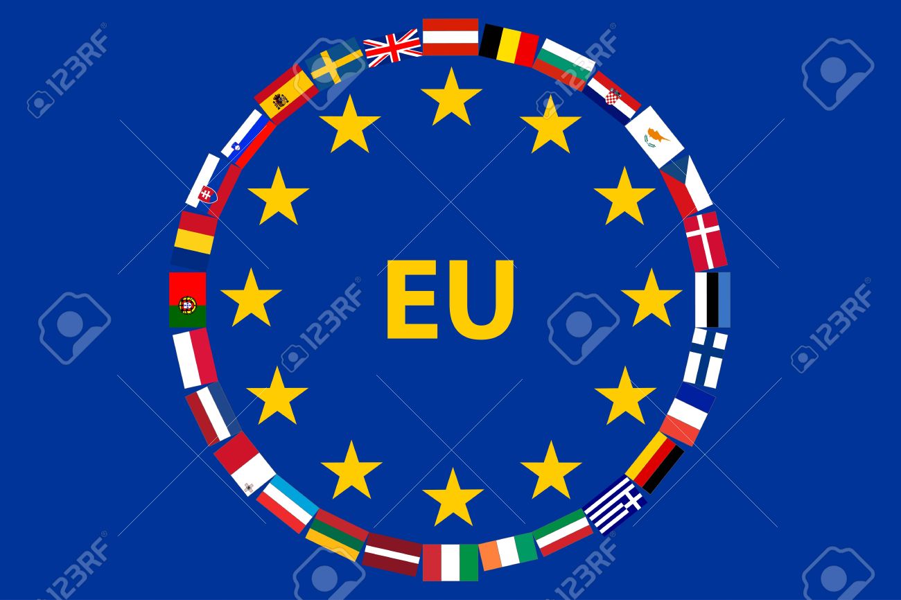 Flag EU with flags of countries - members of European Union