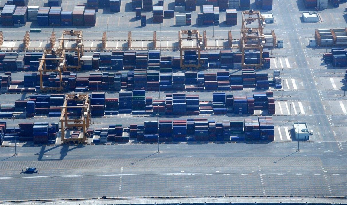 Container yard at Jebel Ali port, Dubai