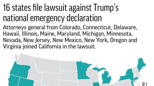 16 states file lawsuit against US President Trump’s declaration of national emergency
